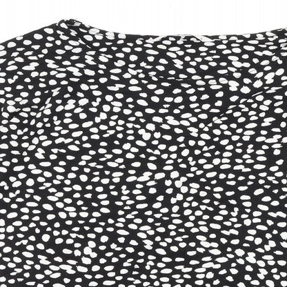 TU Womens Black Geometric Viscose Basic Blouse Size 8 Boat Neck