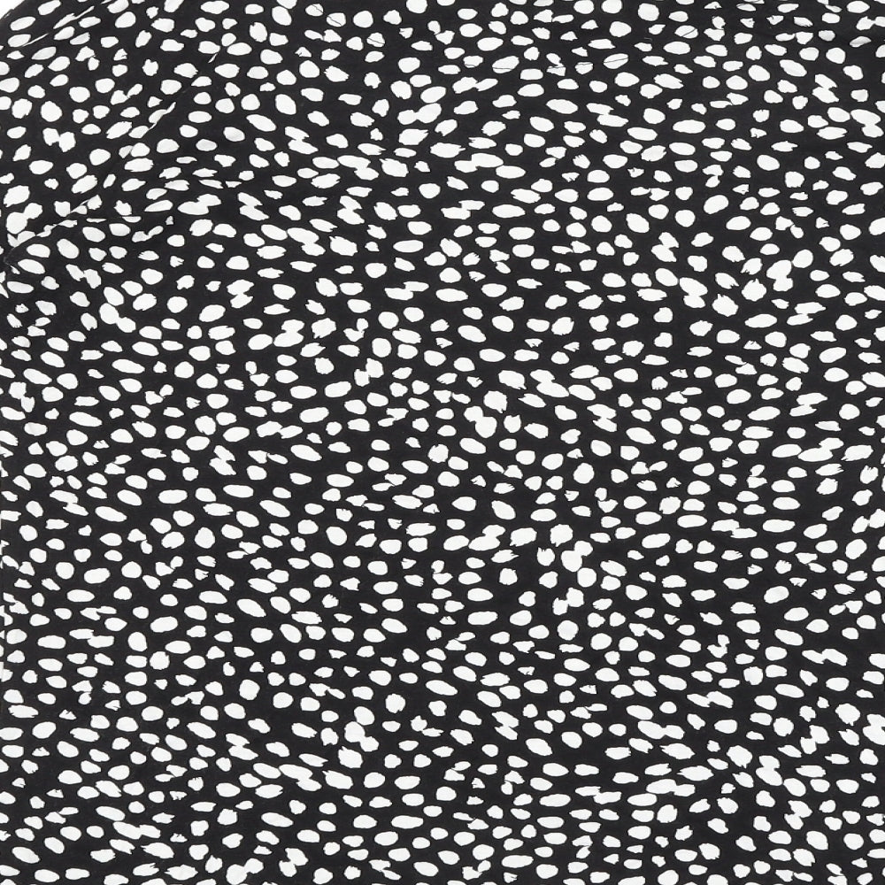 TU Womens Black Geometric Viscose Basic Blouse Size 8 Boat Neck