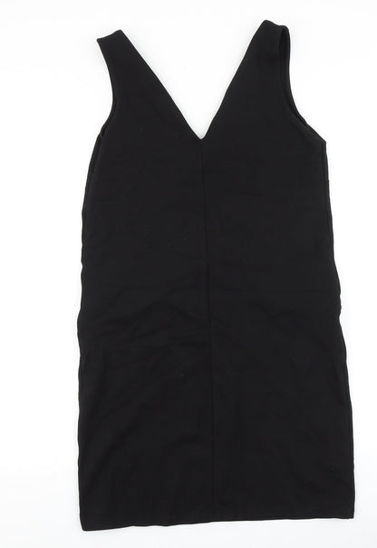 NEXT Womens Black Polyester Tank Dress Size 10 V-Neck Zip
