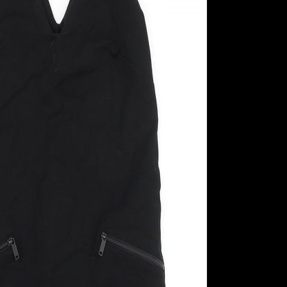 NEXT Womens Black Polyester Tank Dress Size 10 V-Neck Zip