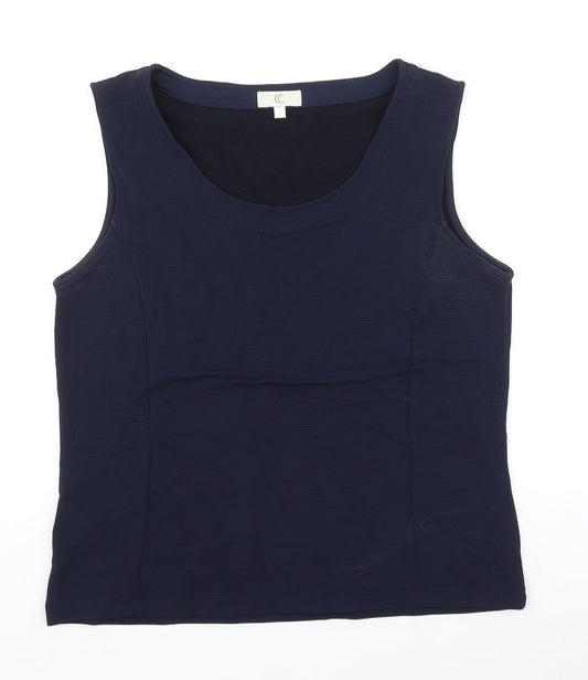 CC Womens Blue Viscose Basic Tank Size L Boat Neck