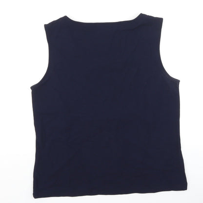 CC Womens Blue Viscose Basic Tank Size L Boat Neck