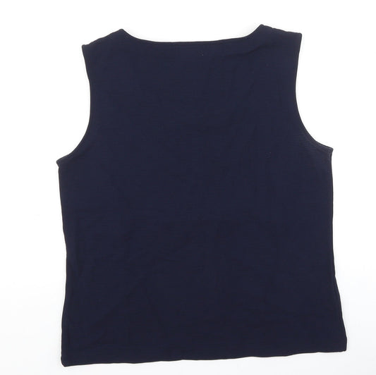 CC Womens Blue Viscose Basic Tank Size L Boat Neck
