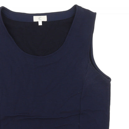 CC Womens Blue Viscose Basic Tank Size L Boat Neck