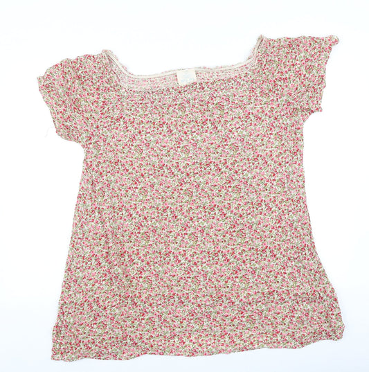 Primark Womens Multicoloured Floral Polyester Basic T-Shirt Size 14 Off the Shoulder