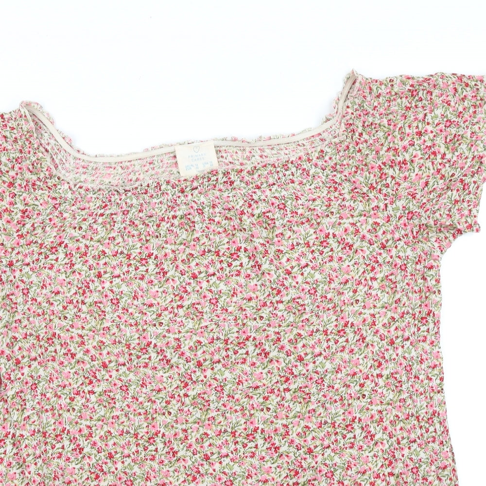 Primark Womens Multicoloured Floral Polyester Basic T-Shirt Size 14 Off the Shoulder