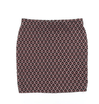 Preworn Womens Red Geometric Polyester Bandage Skirt Size 26