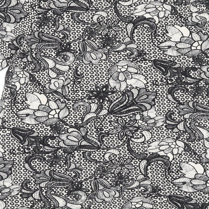 M&Co Womens Black Geometric Viscose Tunic Blouse Size 12 V-Neck