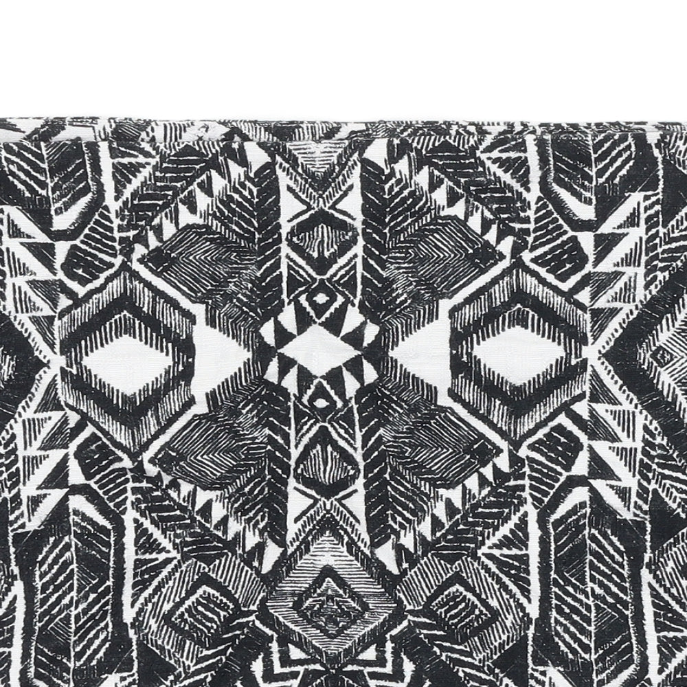 Promod Womens Black Geometric Polyester A-Line Skirt Size 35 in Zip