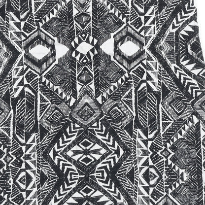 Promod Womens Black Geometric Polyester A-Line Skirt Size 35 in Zip