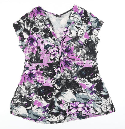Womens UK Size L Body Flirt Purple Basic T-Shirt