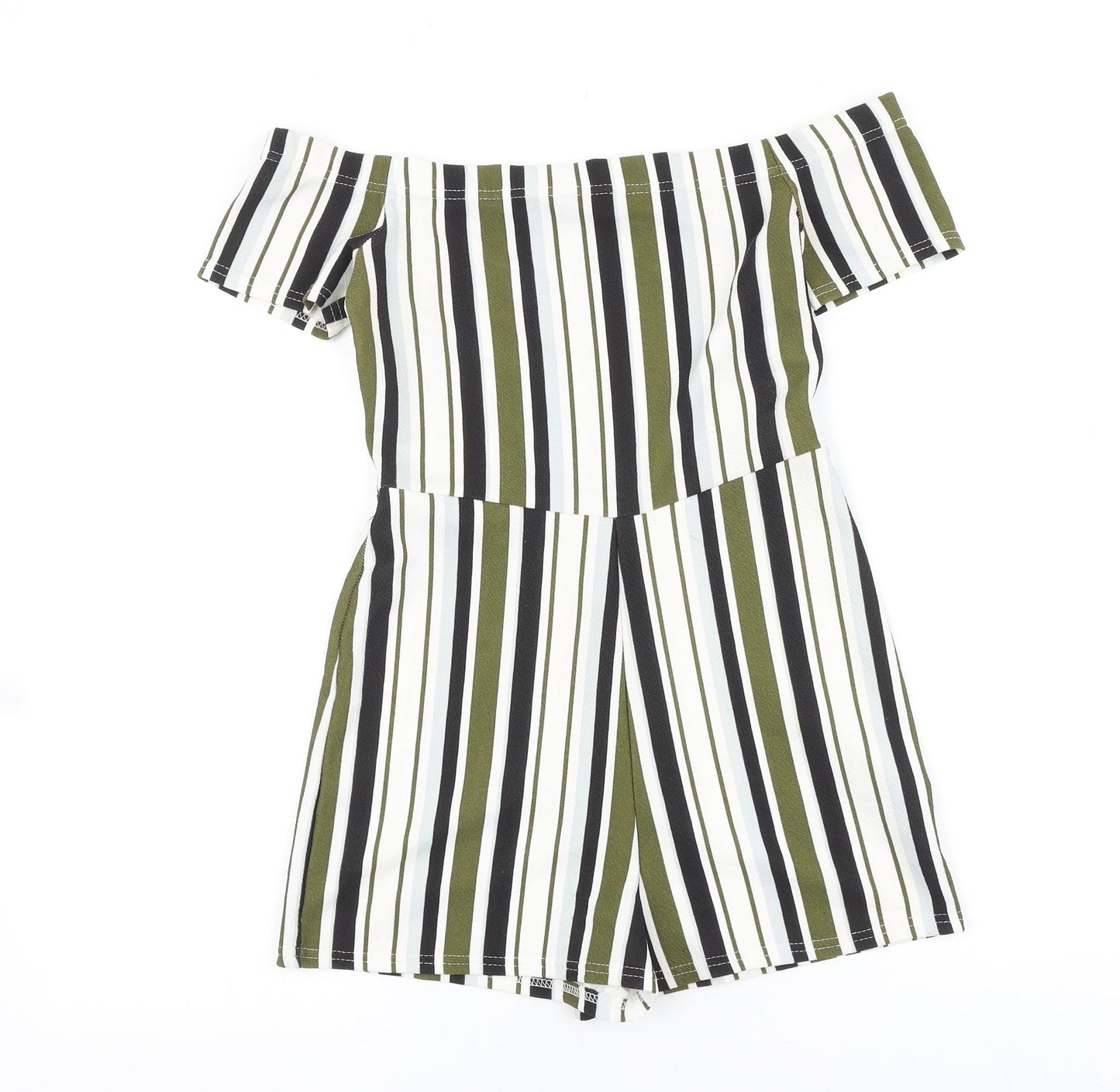 Select Womens Green Striped Polyester Playsuit One-Piece Size 6 Pullover