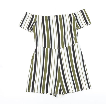 Select Womens Green Striped Polyester Playsuit One-Piece Size 6 Pullover