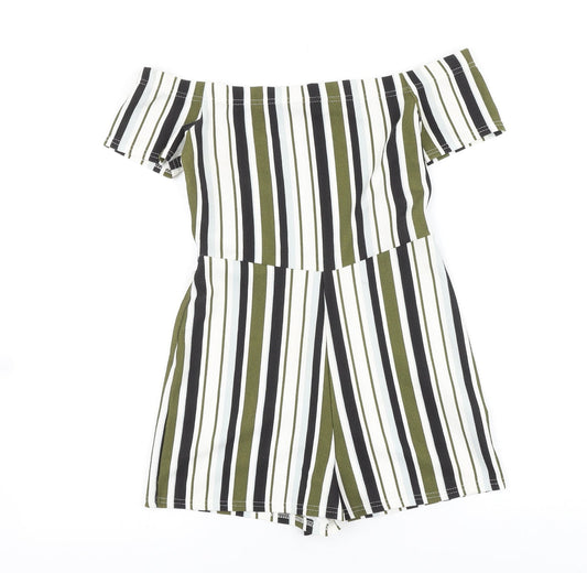 Select Womens Green Striped Polyester Playsuit One-Piece Size 6 Pullover