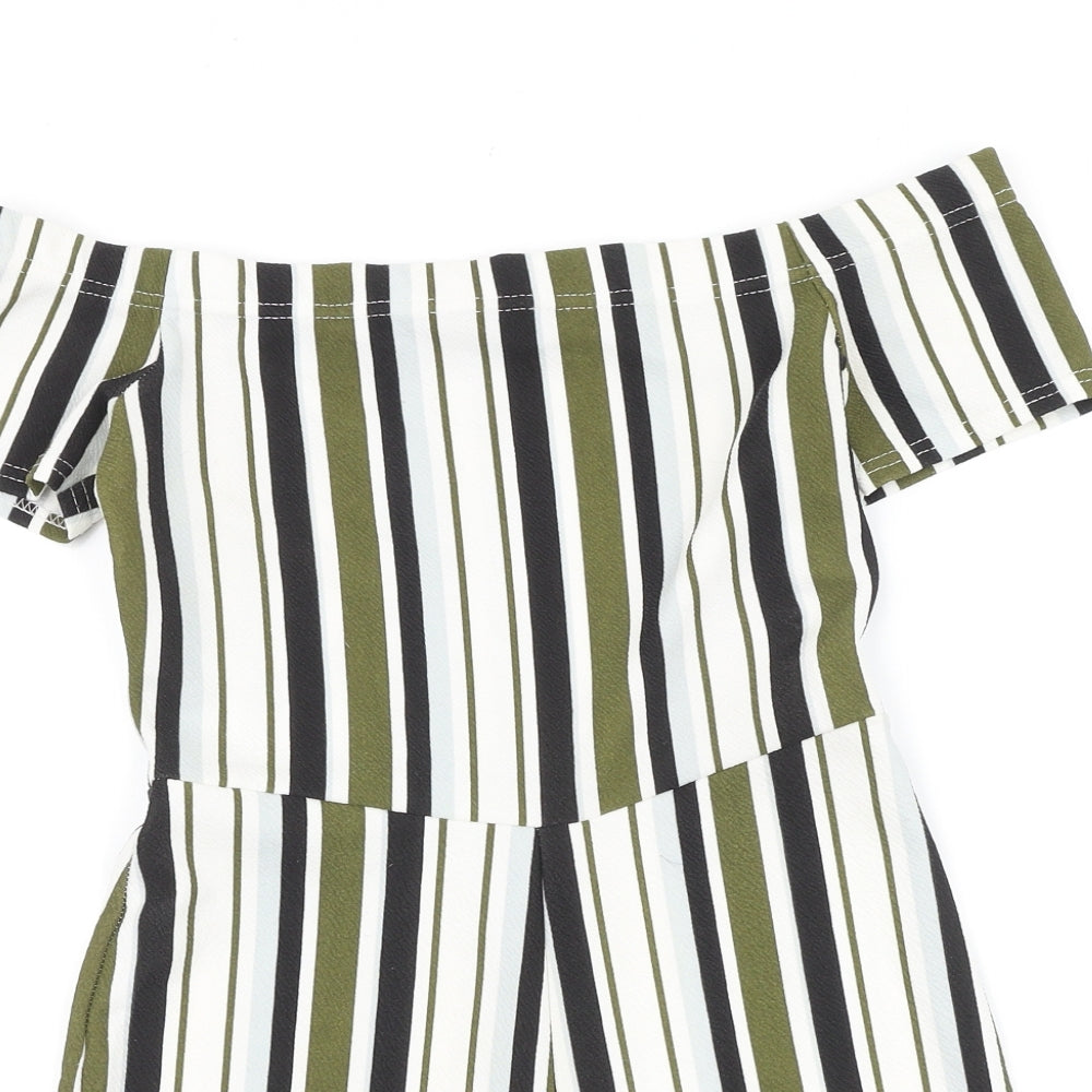Select Womens Green Striped Polyester Playsuit One-Piece Size 6 Pullover