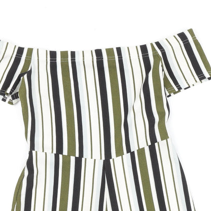 Select Womens Green Striped Polyester Playsuit One-Piece Size 6 Pullover