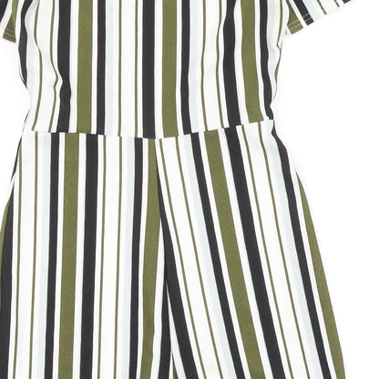 Select Womens Green Striped Polyester Playsuit One-Piece Size 6 Pullover