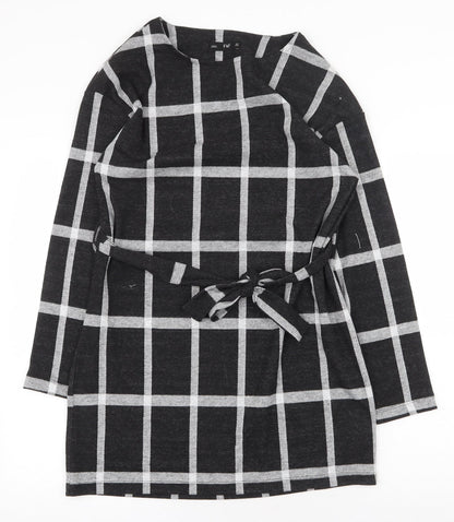 F&F Womens Black Geometric Polyester A-Line Size 10 Round Neck Tie