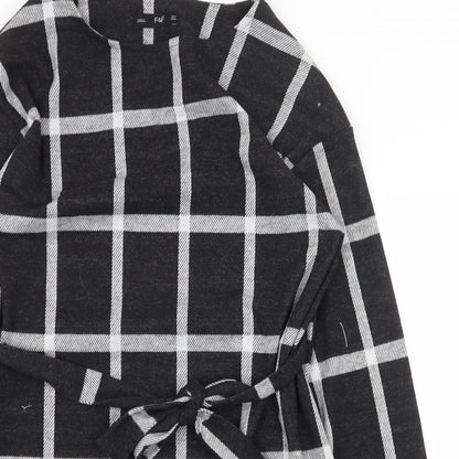 F&F Womens Black Geometric Polyester A-Line Size 10 Round Neck Tie