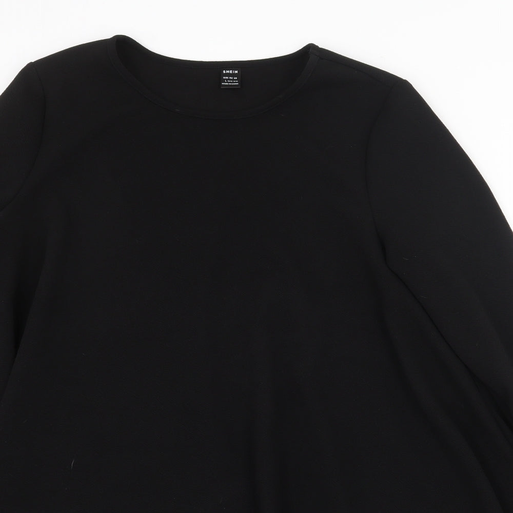 SheIn Womens Black Polyester Basic Blouse Size L Boat Neck