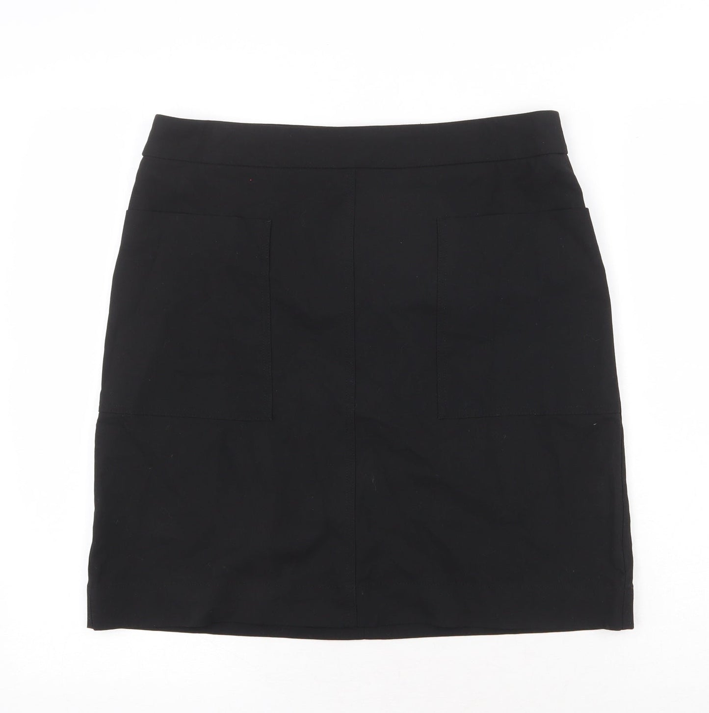 NEXT Womens Black Cotton A-Line Skirt Size 30 in Zip
