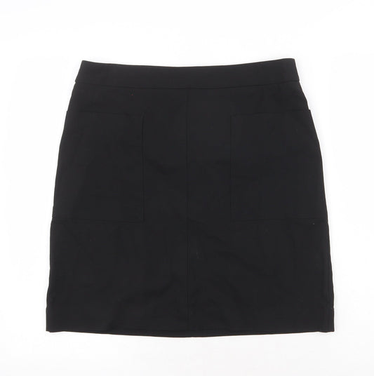 NEXT Womens Black Cotton A-Line Skirt Size 30 in Zip