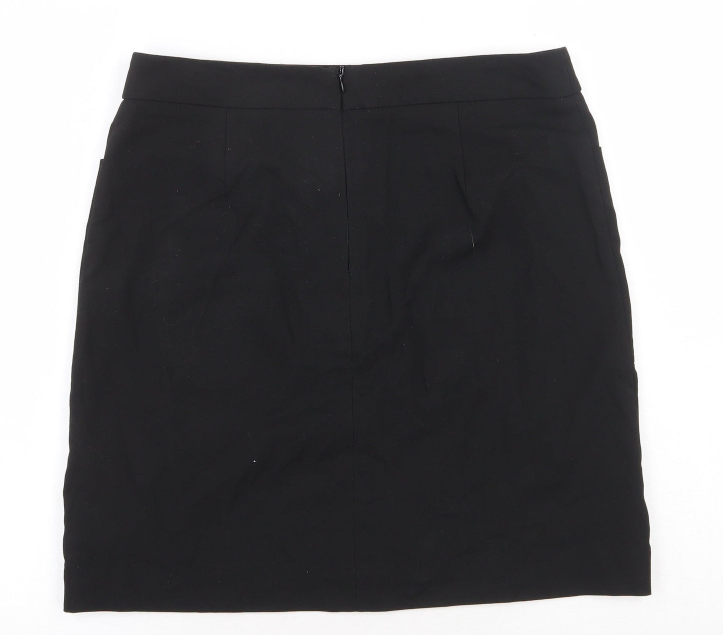 NEXT Womens Black Cotton A-Line Skirt Size 30 in Zip