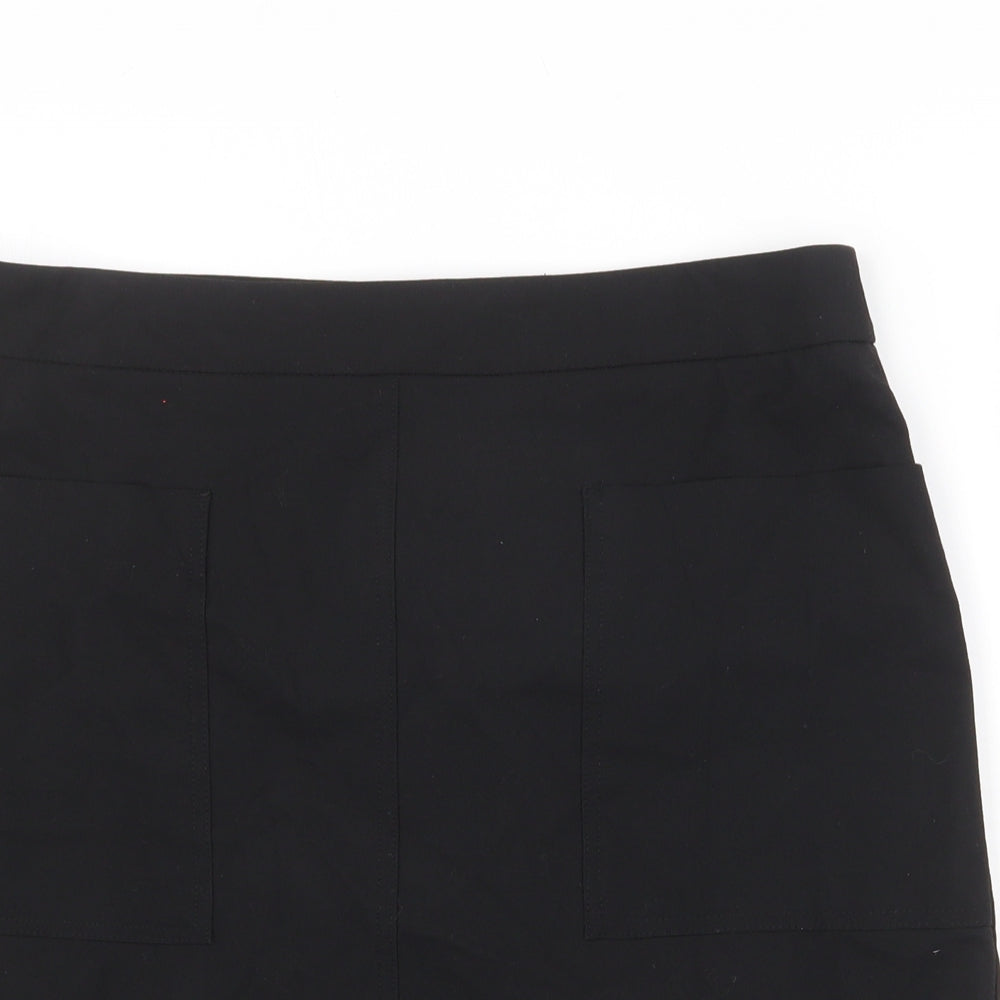 NEXT Womens Black Cotton A-Line Skirt Size 30 in Zip
