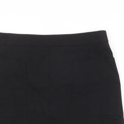 NEXT Womens Black Cotton A-Line Skirt Size 30 in Zip