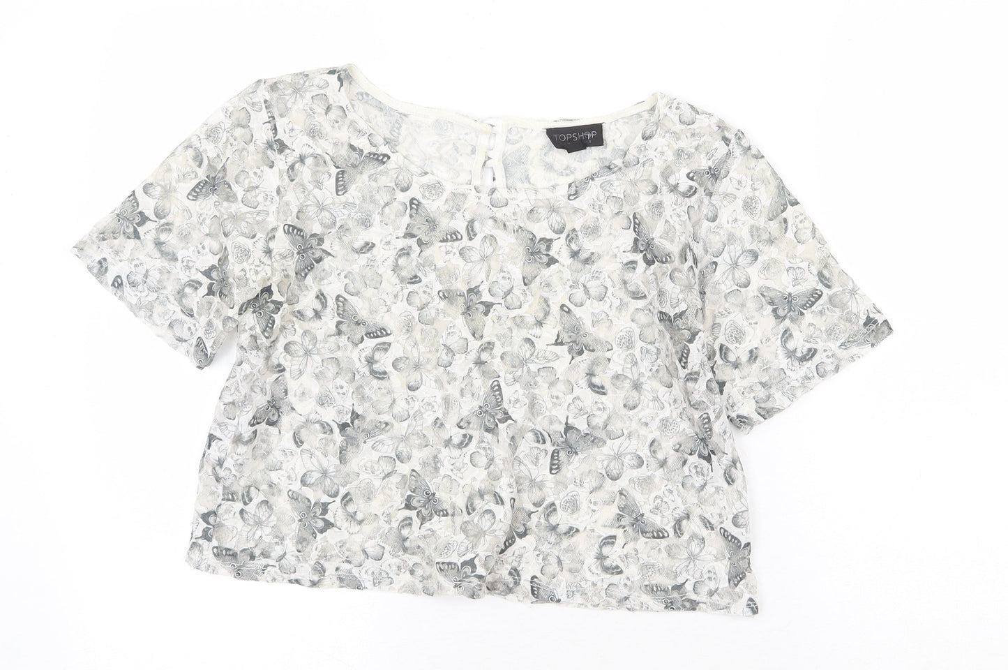 Womens UK Size 8 Topshop Grey Basic Blouse