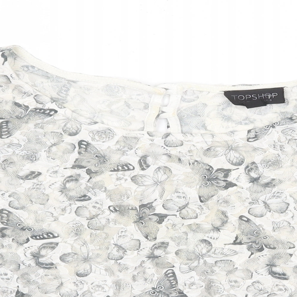 Womens UK Size 8 Topshop Grey Basic Blouse