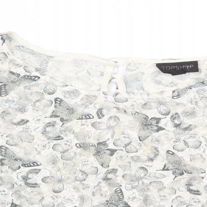 Womens UK Size 8 Topshop Grey Basic Blouse