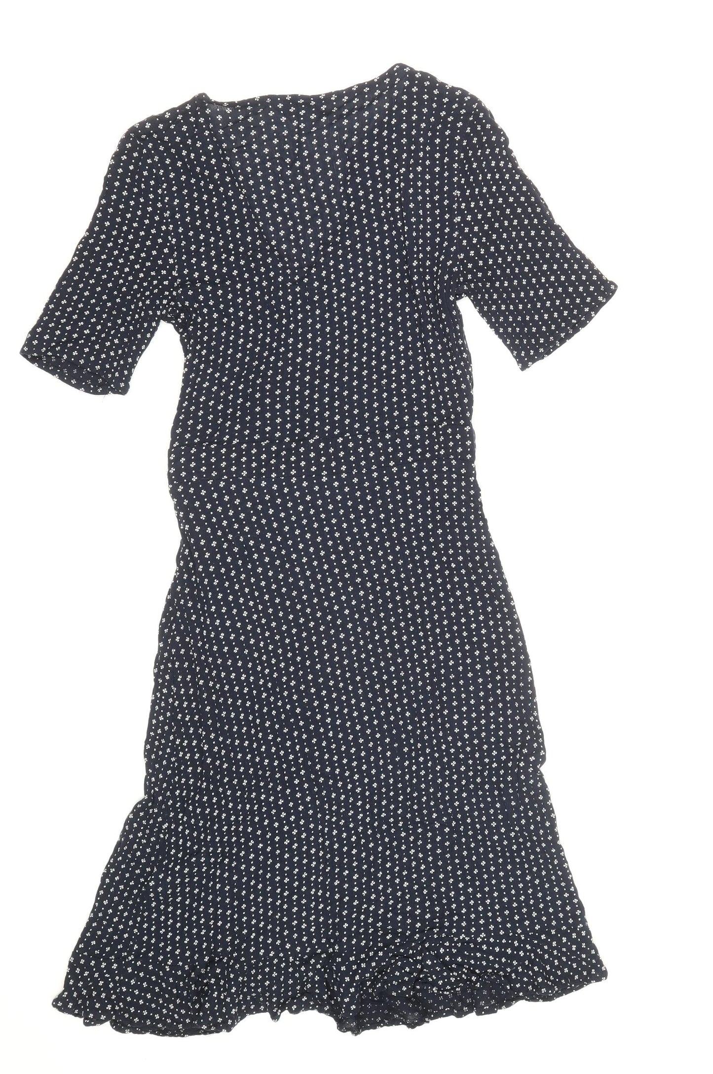 NEXT Womens Blue Geometric Viscose A-Line Size 6 V-Neck Tie