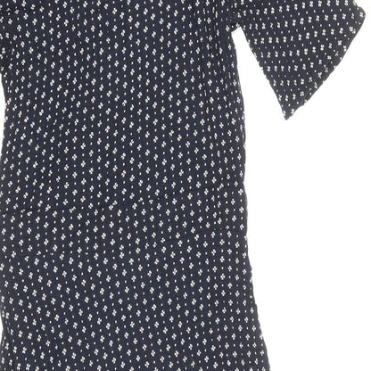 NEXT Womens Blue Geometric Viscose A-Line Size 6 V-Neck Tie