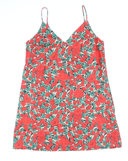 SheIn Womens Red Floral Polyester Tank Dress Size M V-Neck Pullover