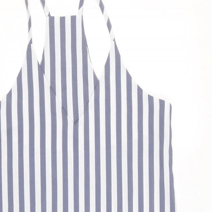 SheIn Womens Blue Striped Polyester Tank Dress Size M V-Neck Pullover