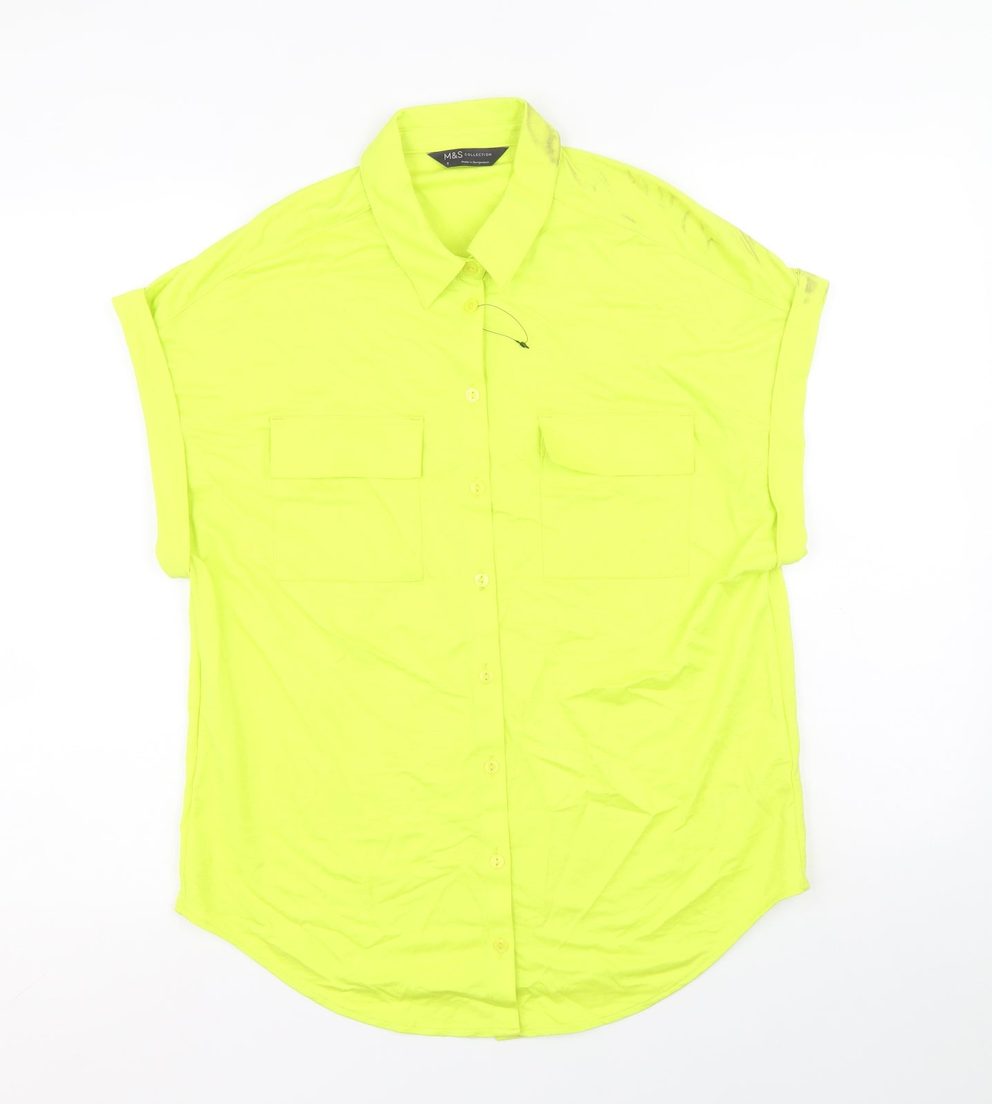 Womens UK Size 8 Marks and Spencer Green Basic Button-Up