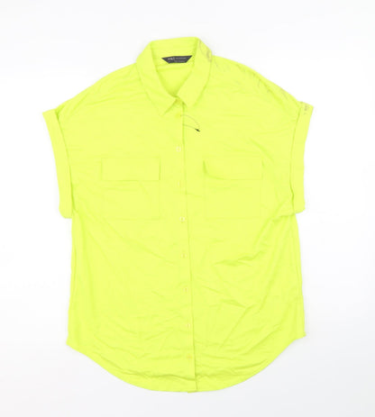 Womens UK Size 8 Marks and Spencer Green Basic Button-Up