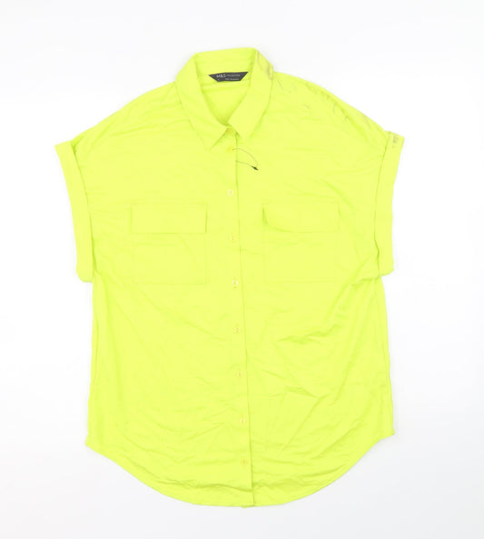 Womens UK Size 8 Marks and Spencer Green Basic Button-Up