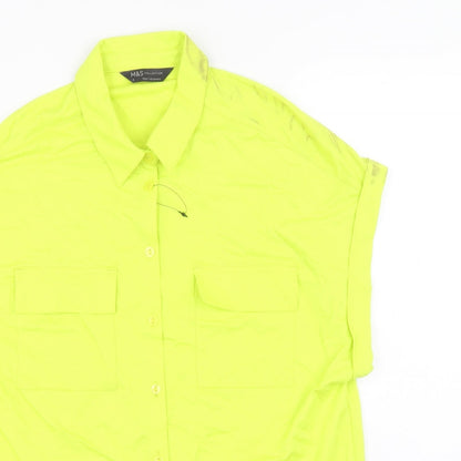 Womens UK Size 8 Marks and Spencer Green Basic Button-Up