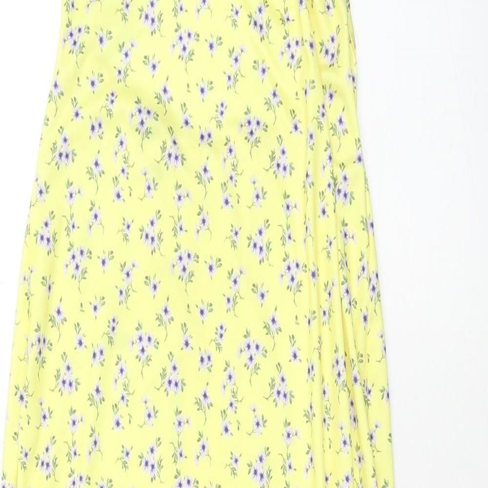 SheIn Womens Yellow Geometric Polyester Maxi Size L Off the Shoulder Pullover