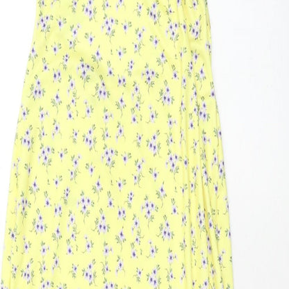 SheIn Womens Yellow Geometric Polyester Maxi Size L Off the Shoulder Pullover