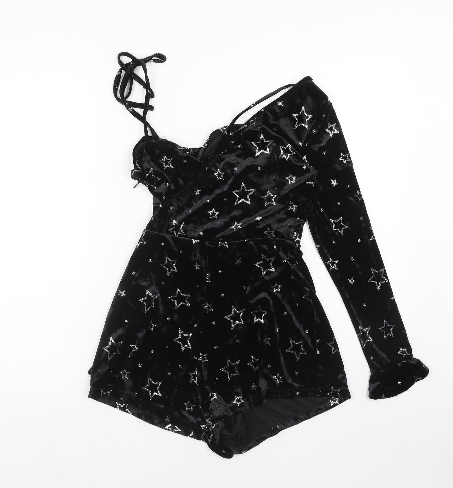 Topshop Womens Black Geometric Polyester Playsuit One-Piece Size 6 Zip - Star