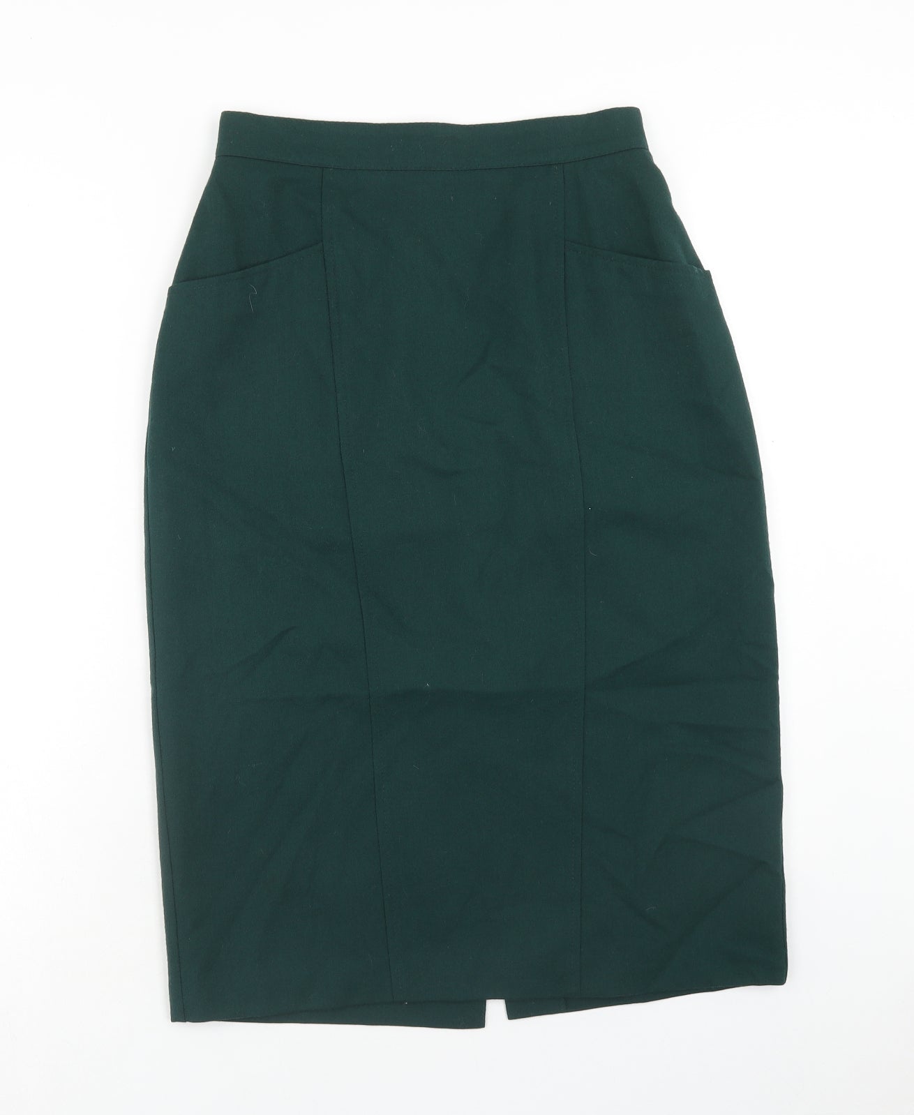 Marks and Spencer Womens Green Wool Straight & Pencil Skirt Size 12 Zip