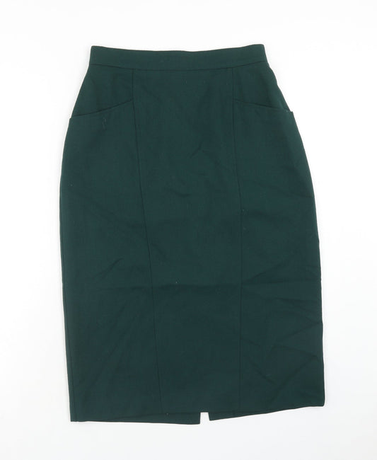 Marks and Spencer Womens Green Wool Straight & Pencil Skirt Size 12 Zip