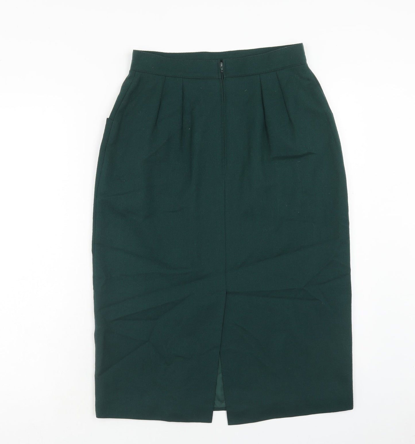 Marks and Spencer Womens Green Wool Straight & Pencil Skirt Size 12 Zip