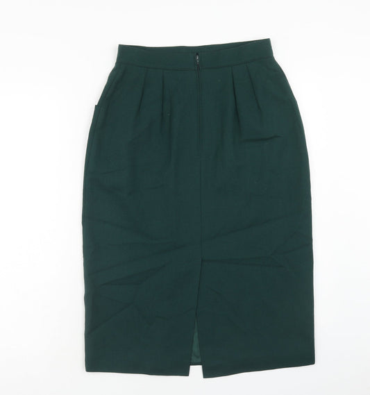 Marks and Spencer Womens Green Wool Straight & Pencil Skirt Size 12 Zip