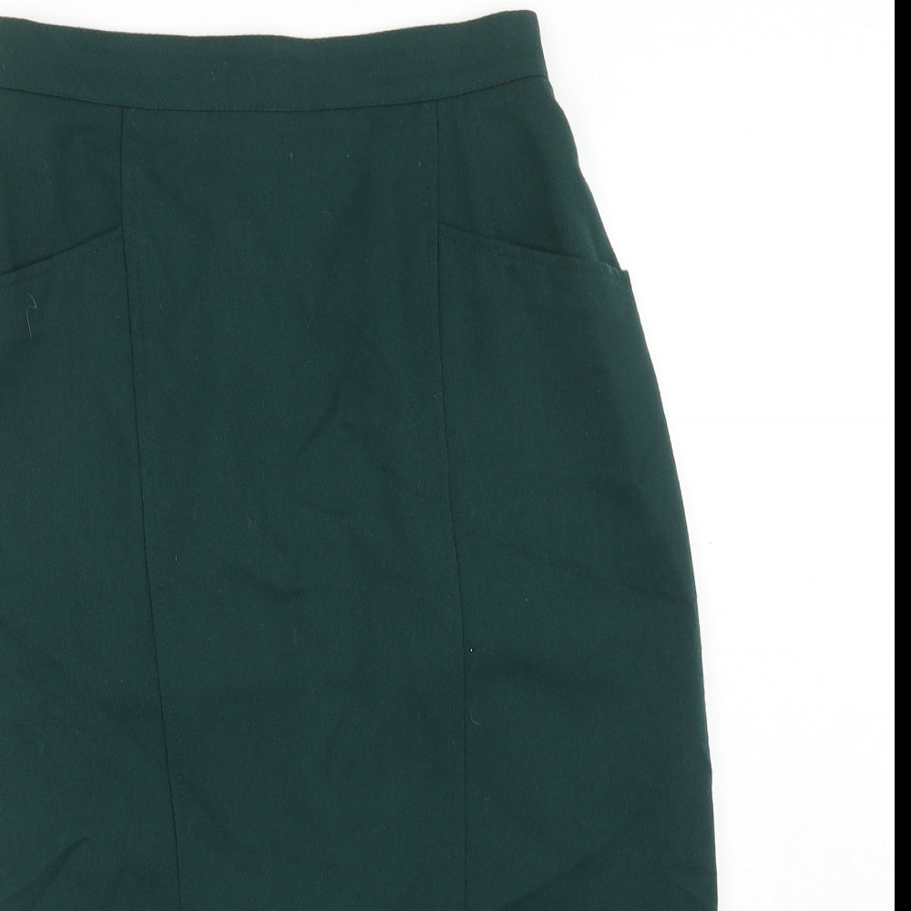 Marks and Spencer Womens Green Wool Straight & Pencil Skirt Size 12 Zip
