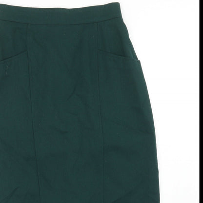 Marks and Spencer Womens Green Wool Straight & Pencil Skirt Size 12 Zip