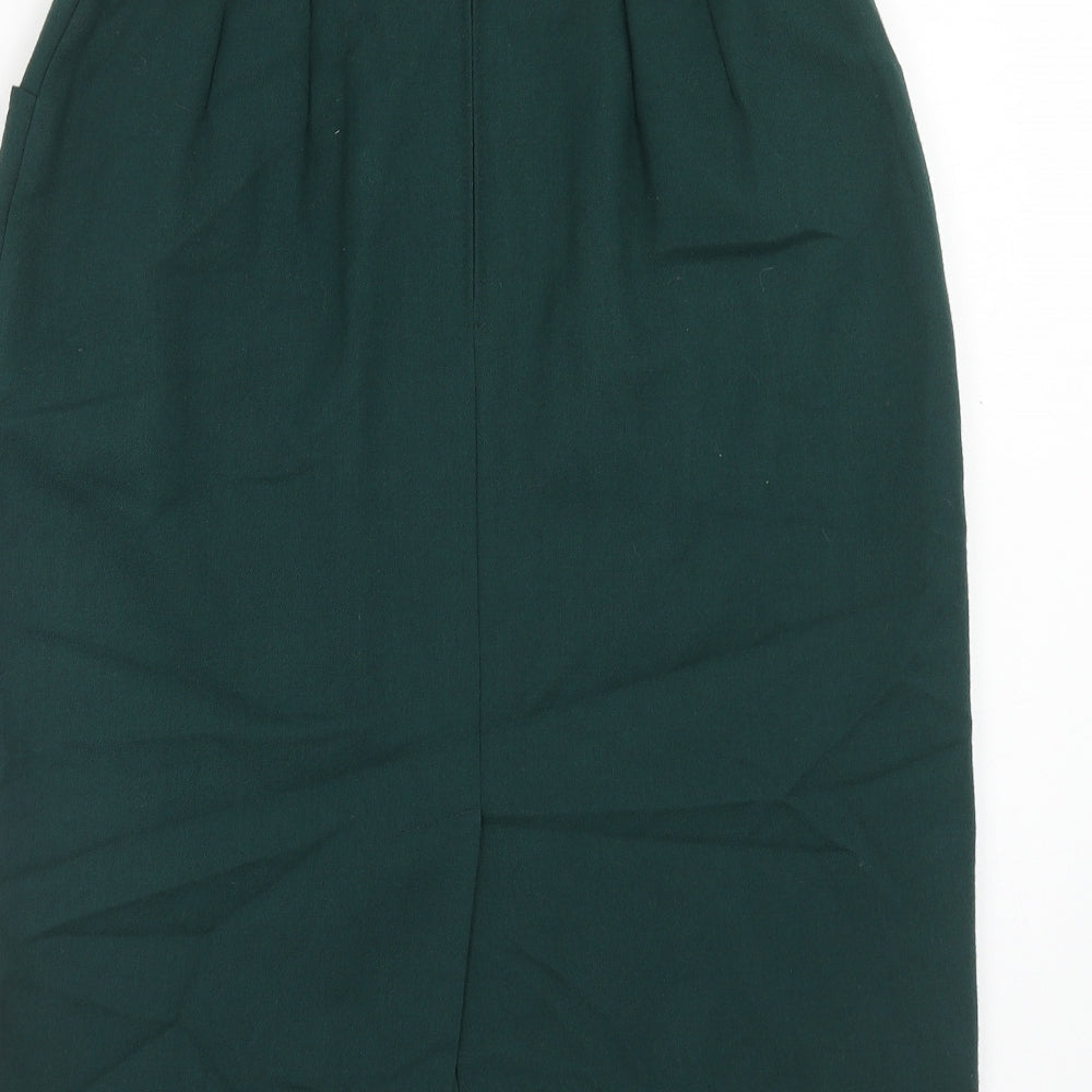 Marks and Spencer Womens Green Wool Straight & Pencil Skirt Size 12 Zip